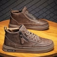 thumbnail image 2 of Zapatos de cuero de negocios informales de caña alta para otoño e invierno para hombre, botas cortas con cremallera y estilo Martin, zapatillas de deporte para hombre, 2 of 5