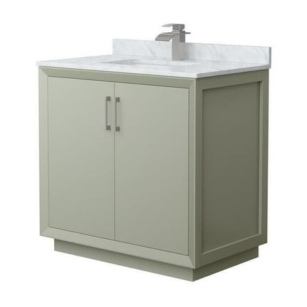 36" Bathroom Vanity - Light Green, Carrara Marble, Undermount Sink