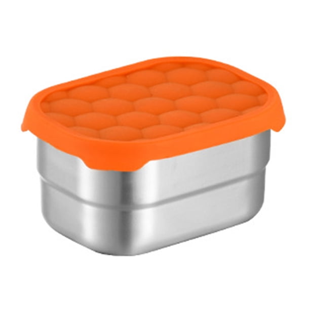 Contenedores de acero inoxidable para refrigerios infantiles, a prueba de fugas, con tapas de silicona, lonchera metálica apilable para la escuela y la guardería.