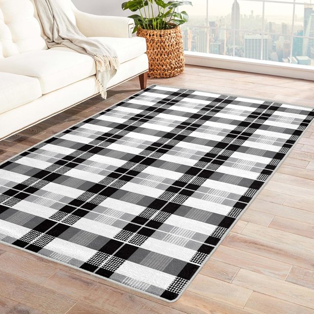 Buffalo Check Rug Indoor - Buffalo Check Rug & Home Decor, Buffalo Plaid Rugs for Entryway, Washable Rugs, 2x3 Area Rug, Non Slip Soft Low Pile Indoor Door Mat, Black and White Checkered Carpet