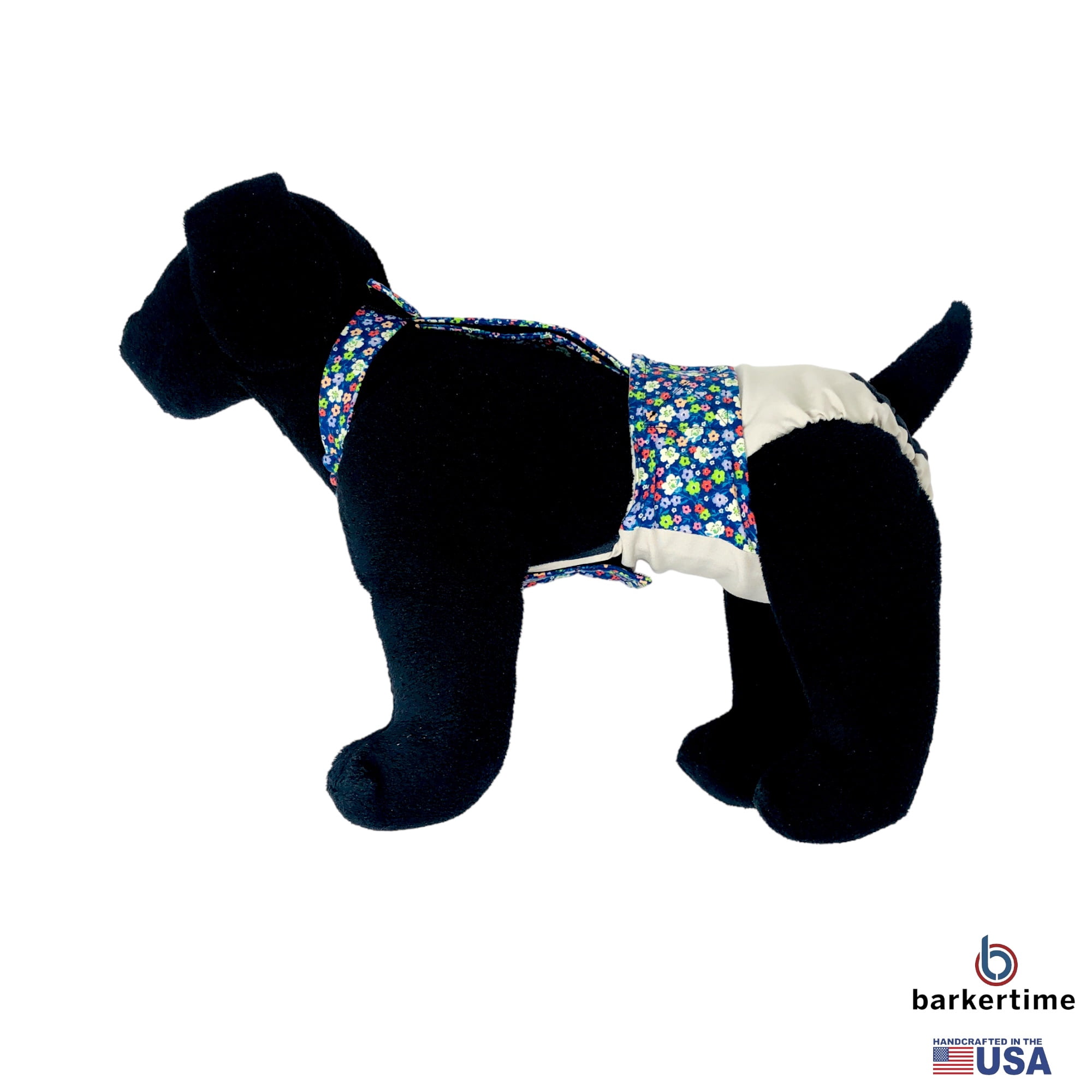 Barkertime Flower Garden on Frosty Cream Dog Diaper Overall