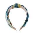 thumbnail image 4 of Unique Bargains 1 Pc Exquisite Printed Crumpled Knot Headband Navy Blue Yellow, 4 of 6