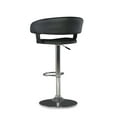thumbnail image 3 of Linon Curved Low Back Indoor Round Metal Pedestal Bar Stool with Adjustable Height and Swivel, Chrome/Black Faux Leather, 3 of 14