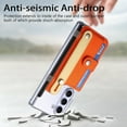 thumbnail image 4 of SaniMore for Samsung Galaxy Z Fold5 (7.6" 2023) Case,  Back Card Slots + Wrist Strap + Stand Function + Pencil Holder, Transparent Anti-yellow Shockproof Anti-drop PU Leather + PC Wallet Shell, Orange, 4 of 7