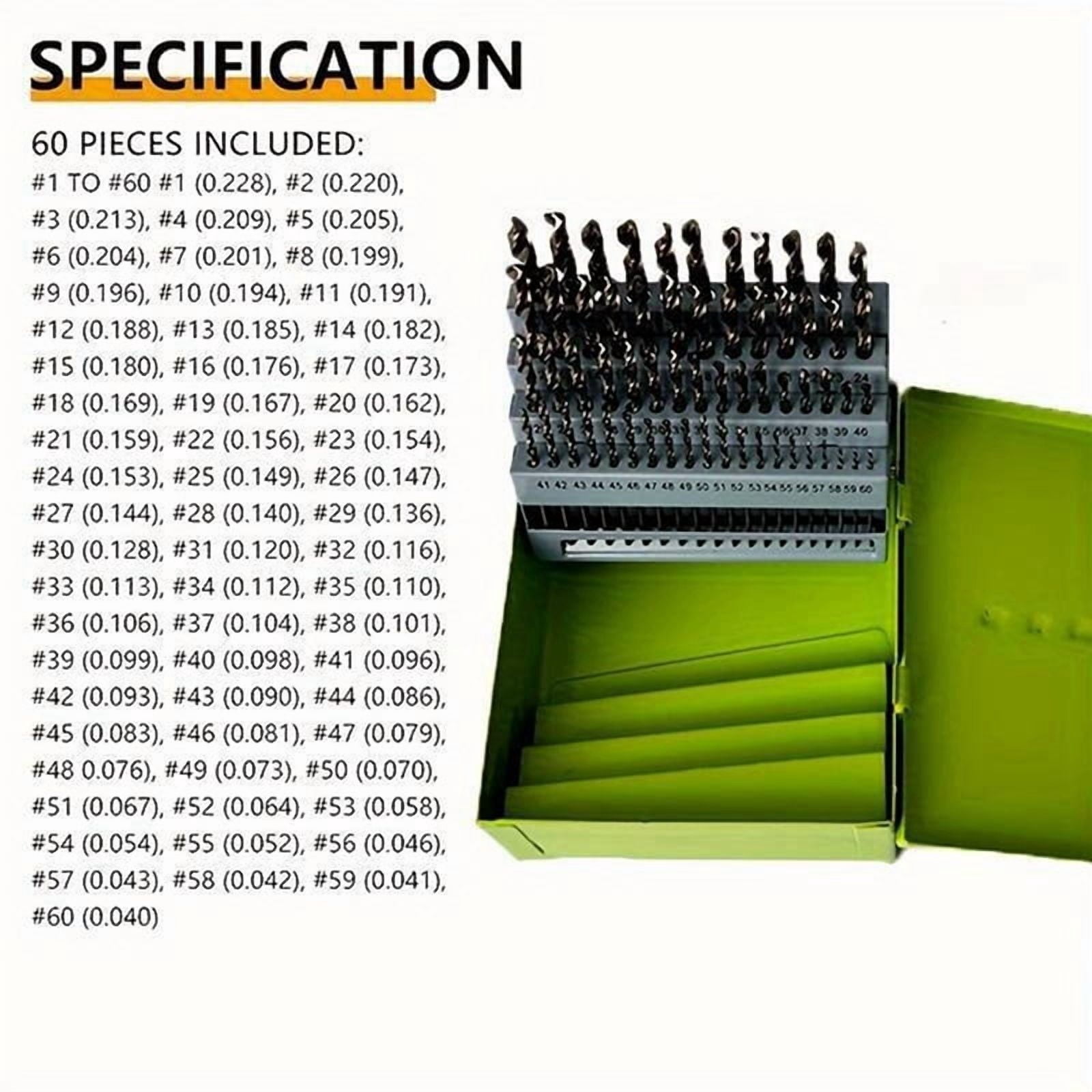 Industrial-Grade Full-Grinding Small Twist Drill 60PC High-Speed Steel Round Shank Number Drill Box