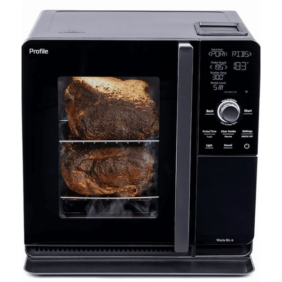 GE Appliances Profile Wood Pellet Food Smoker with Active Smoke Filtration and Precision Smoke Control