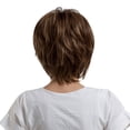 thumbnail image 3 of Pelucas con flequillo para mujer, peluca ondulada suelta, cabello corto castaño natural, con raya lateral, peluca sintética femenina de uso diario, nueva peluca sintética., 3 of 5