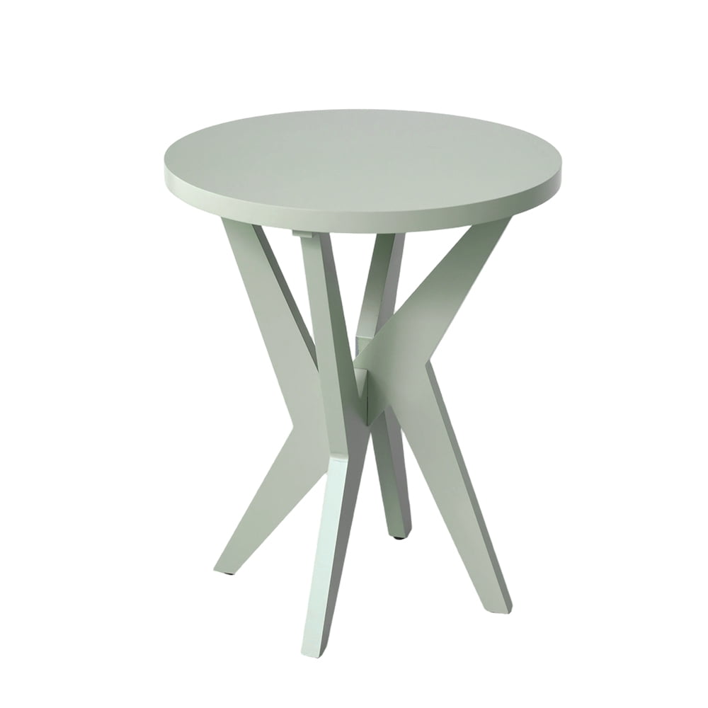 Round End Table 24'' High Side Table with Cross Legs, Modern Accent Bedside Table for Living Room, Balcony, Bedroom or Small Spaces, Green