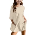 thumbnail image 1 of cfhntfmh Childrens Girls Rompers Casual Oversized Tee Half Sleeve Athletic Workout Wide Leg Shorts Jumpsuits with Pockets, 1 of 7