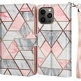 thumbnail image 7 of Njjex Wallet Case For iPhone 14 Pro Max 6.7" 2022, For iPhone 14 Pro Max Case, [9 Card Slots] PU Leather ID Credit Holder Folio Flip [Detachable] Kickstand Magnetic Phone Cover & Lanyard [Marble Pink], 7 of 7