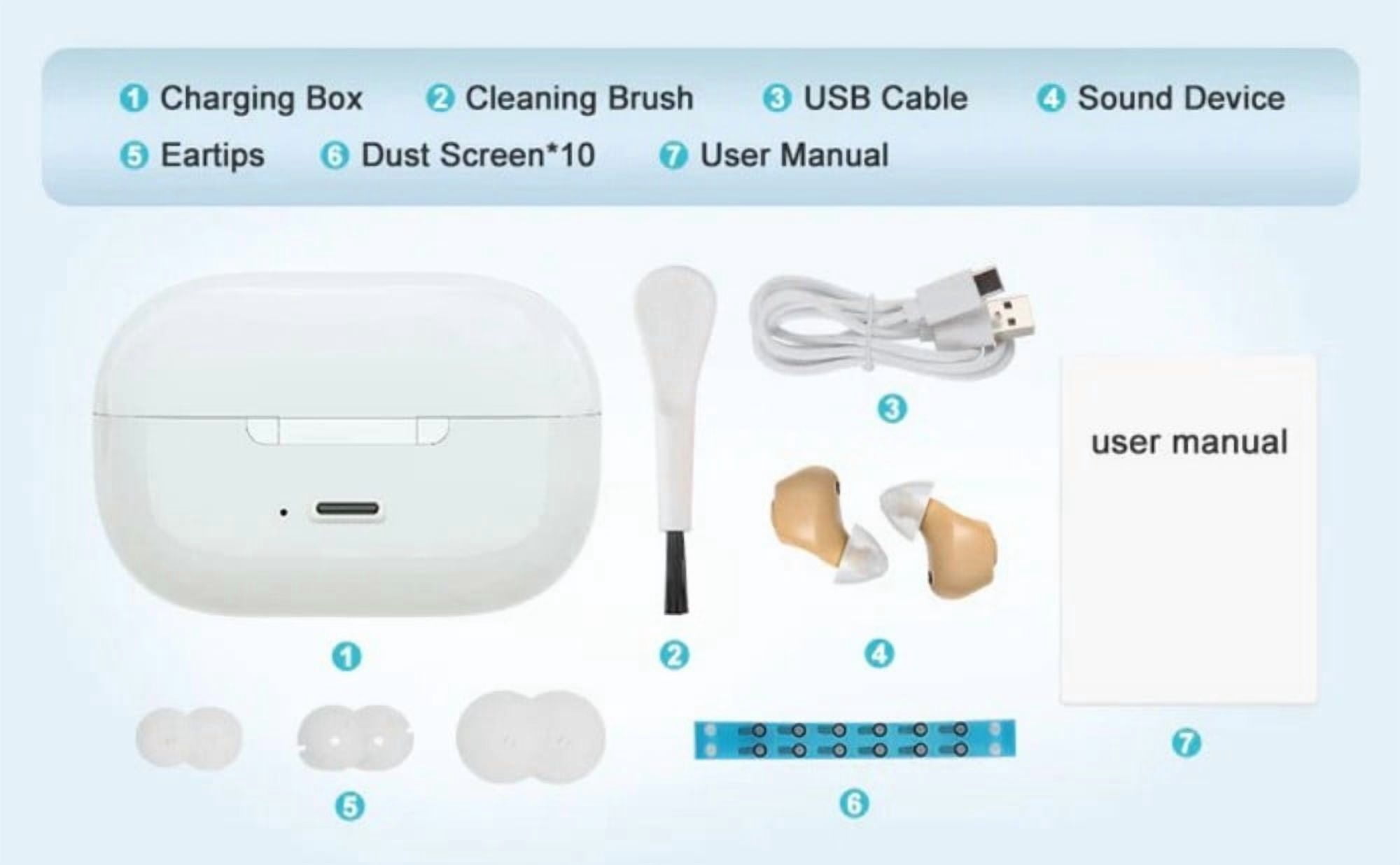 AuyeeSnc OTC Digital Hearing Aids Rechargeable with Memory Function, Noise Reduction and Easy Button Operation, Compact Design for Seniors and Adults with Hearing Loss