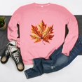 thumbnail image 3 of SCSAlgin Crewneck Sweatshirt for Women Fall Leaf Graphic Sweatshirts Vacation Long Sleeve Drop Shoulder Pullover, 3 of 5