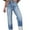 Sky Blue, variant on DOKOTOO Womens Ripped Cuffed Jeans High Waisted Boyfriend Straight Leg Denim Pants Classic Blue