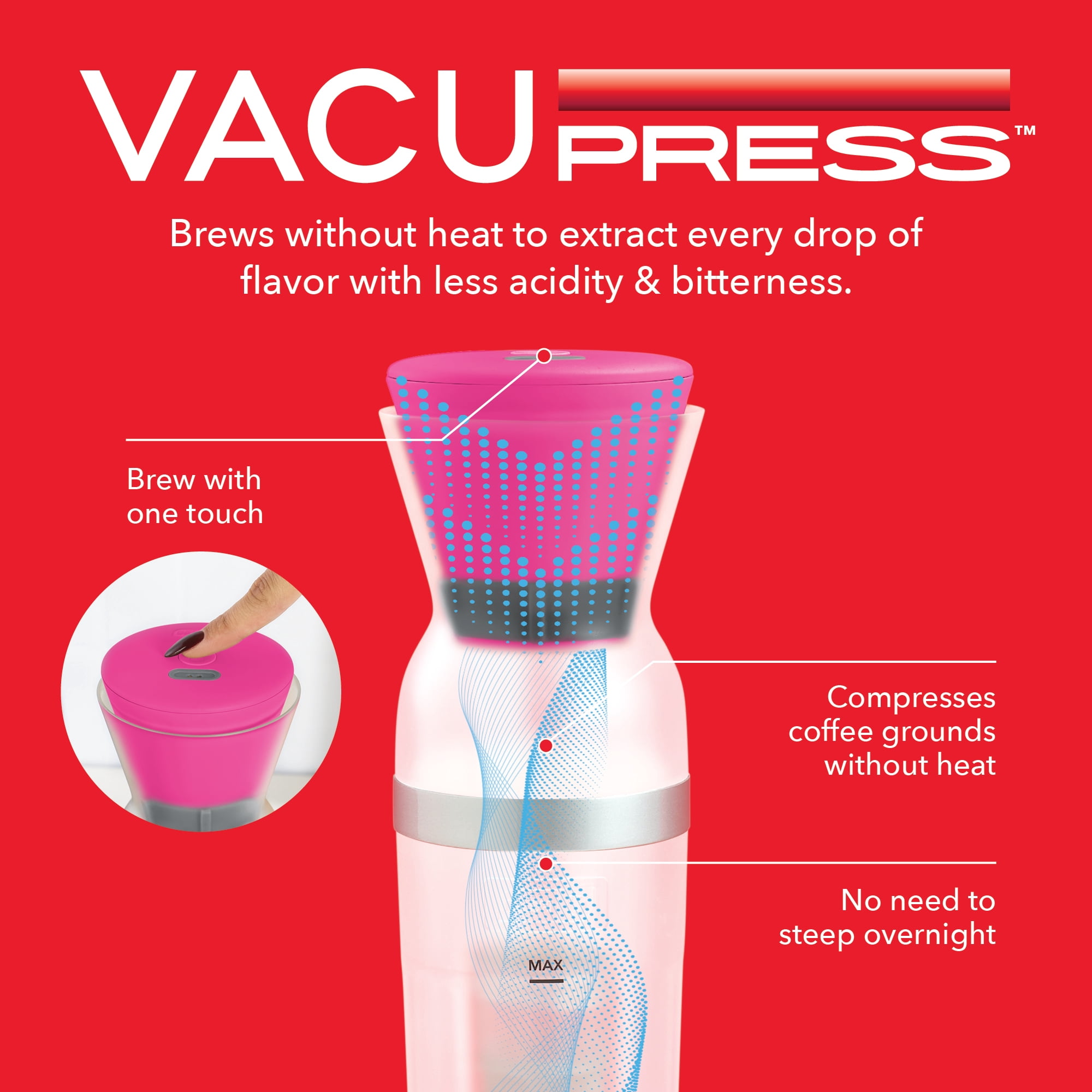 Dash Brew2Go™ Portable Cold Brew System, Makes 1.5 Cups Coffee, Pink