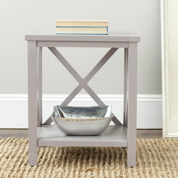 SAFAVIEH Candence Nautical Cross Back End Table, Quartz Grey