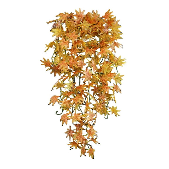 Simulated Rattan-Fall Decor-39 Inch Halloween Autumn Maple Vine Hanging | 5 Pronged Maple Vine | Autumn Artificial Plant Decorative Vine | Porch Wall Hanging Wedding Background Decoration