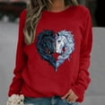 thumbnail image 2 of Luxalzxs Valentine Shirts for Women Casual Horse Heart-Shaped Print Raglan Long Sleeve Blouse Tops Sweatshirt Valentines Day Outfit, 2 of 4