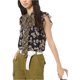 thumbnail image 1 of Michael Kors Blusa con cuello anudado para mujer, negro, XX-Small Michael Kors Pull-over, 1 of 1