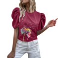 thumbnail image 1 of Gibobby Playera Manga Corta para Mujer Camiseta manga corta con cuello redondo y estampado flores para mujer(Rojo,CH), 1 of 5