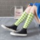 thumbnail image 5 of Fotbe White Green Plaid Calcetas Divertidas Estampadas para Hombre y Mujer, Calcetas de Algodón hasta la Rodilla para Caminar, Correr, Enfermería y Embarazo, 5 of 6