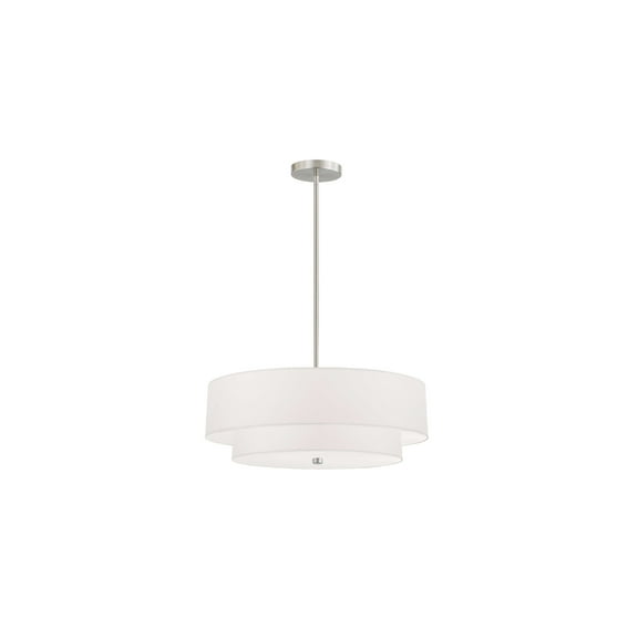 4-Light Pendant Light - Asian Inspired Design, Satin Chrome Finish, Adjustable Height