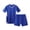 Blue, variant on 2 PC Kids Unisex Soccer Uniform Set for 5-15 Years V-Neck Quick Dry Short Sleeve T-Shirt and Elastic Waist Shorts Youth Training Outfit