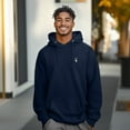 thumbnail image 3 of Dalix Astronaut Embroidery Relaxed Hoodie Soft Fleece Sweatshirt Drawcord Fit Lounge Mens in Navy Blue L Large, 3 of 5