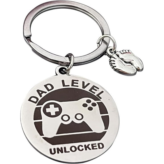 New Dad Announce Pregnancy, Dad Unlocked Keychain with Baby Footprint Charm Expecting Dad First Time Father's Day Gift for Husband for Man