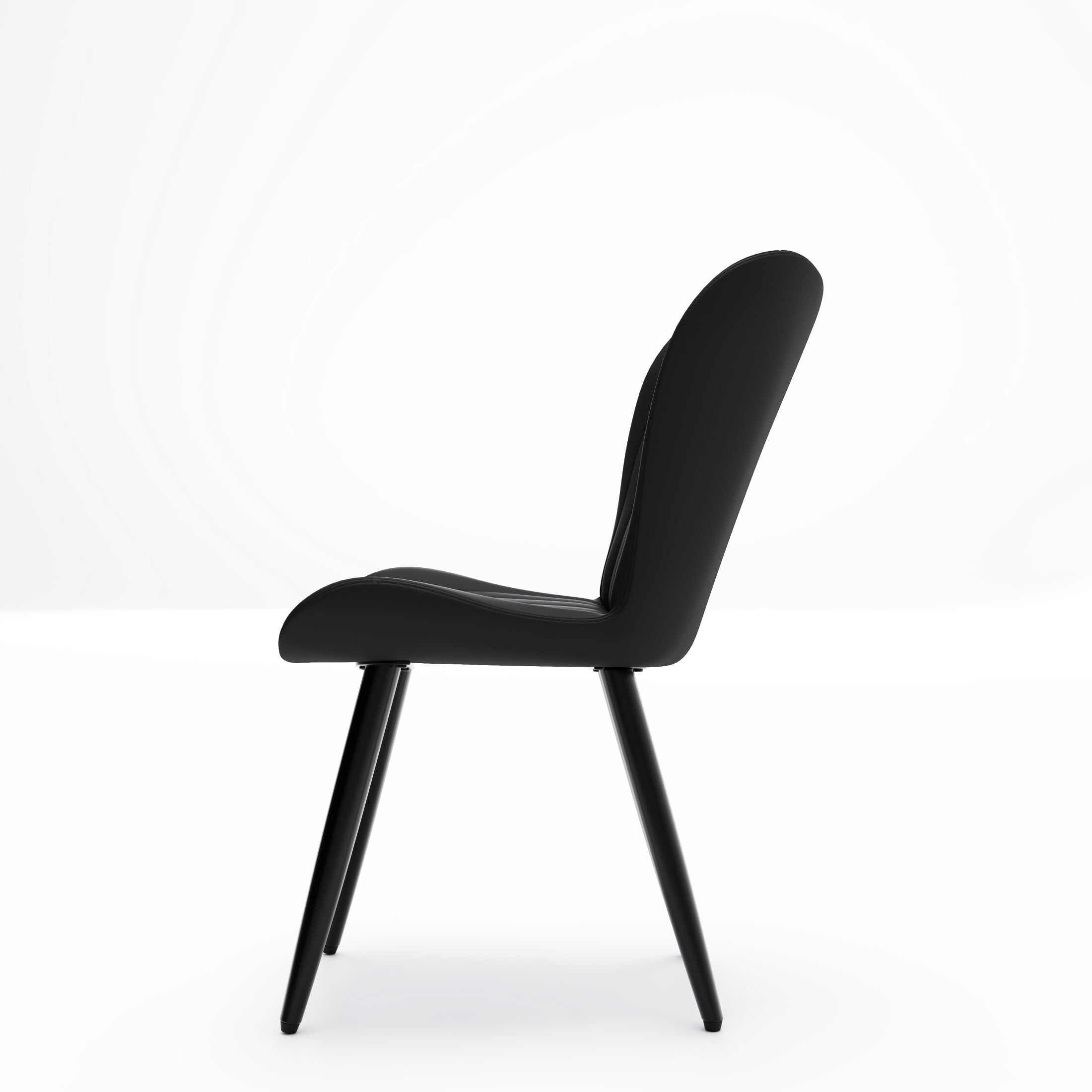 Noble House Modern PU Leather Dining Chairs with Metal Legs, Armless Padded Side Chairs, Kitchen, Black, Set of 2