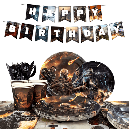 126 Pcs Call of Duty Birthday Decorations Tableware, Call of Duty Party Decorations Set - Call of Duty Themed Party Plates Cups Napkins Tablecloth Banners etc. Call of Duty Birthday Party Supplies