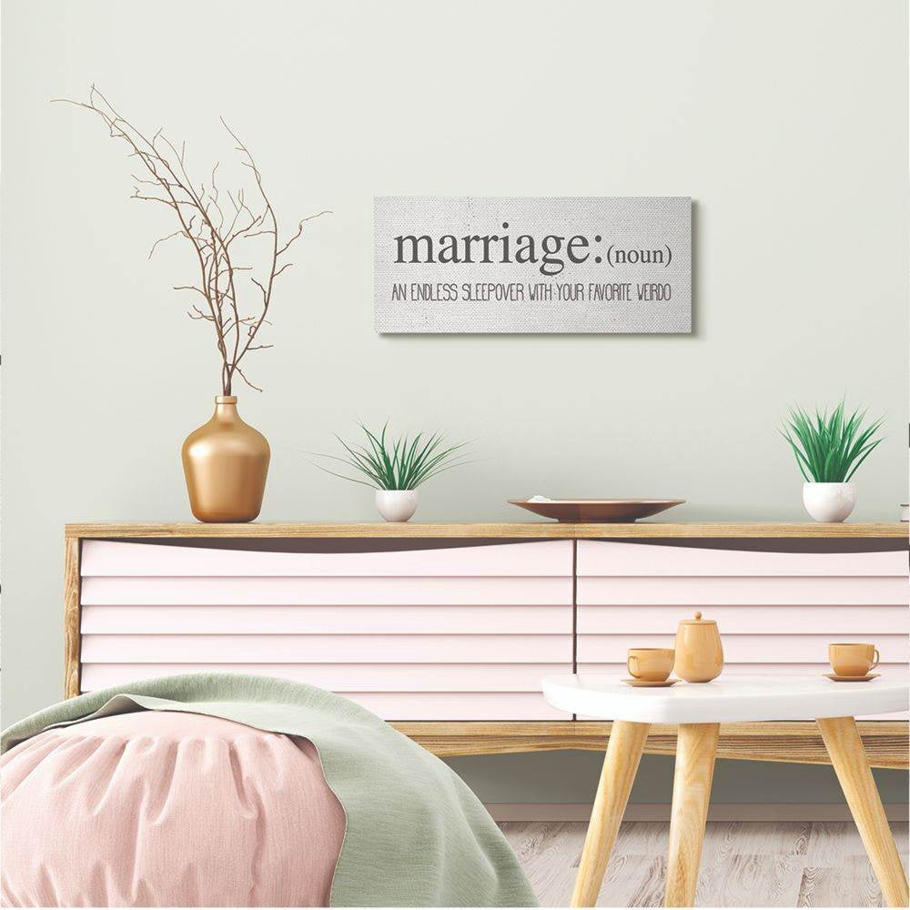 Stupell Industries Marriage Sleepover Funny Family Black and White Word Design Canvas Wall Art by Daphne Polselli