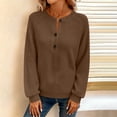 thumbnail image 3 of Women's Waffle Henley Shirts Long Sleeved Button Down Summer T Shirt Casual Loose Comfortable Lightweight Comfy Tees Tops, 3 of 6