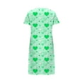 thumbnail image 4 of RANJIE Women's Plus Size Nightgown Heart Print Short Sleeve Crewneck Loose Sleep Dress Nightwear for Valentine's Day, Green XL, 4 of 4