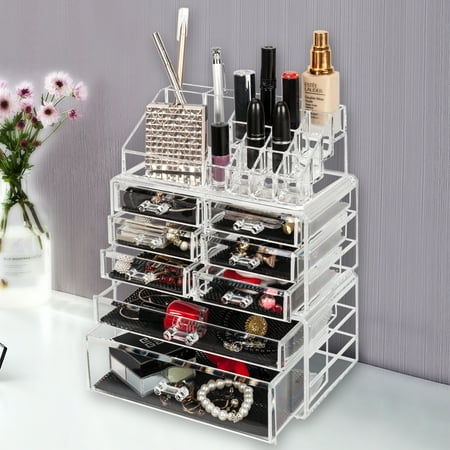 Zimtown Makeup Organizer 7 Drawers Clear Walmart Com