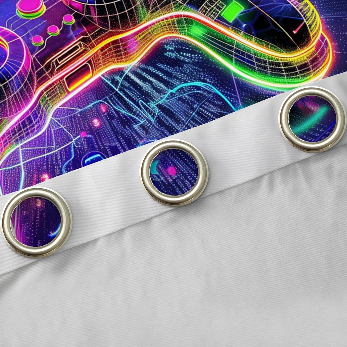 Castle Fairy Video Game Black Out Curtains,Game Console Curtains Pack of 2 (42x63 Each),Neon Lights Bedroom Curtains,Microfiber Boys Bedroom Decor