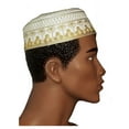 thumbnail image 2 of White and Gold Kofia Hat African Embroidered Kufi Cap, 2 of 2