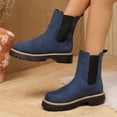 thumbnail image 5 of Hinvhai Womens Platform Chunky Low Heel Slip on Chelsea Boots Suede Elastic Ankle Boots Blue 7(39), 5 of 7