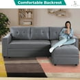 thumbnail image 3 of Naomi Home Lily Sectional Sleeper Sofa with USB ports-L-Shaped Couch Convertible faux leather sectional Pull-Out Bed, Ample Storage, Long-Lasting for Modern Living, Gray, Air Leather, 3 of 22
