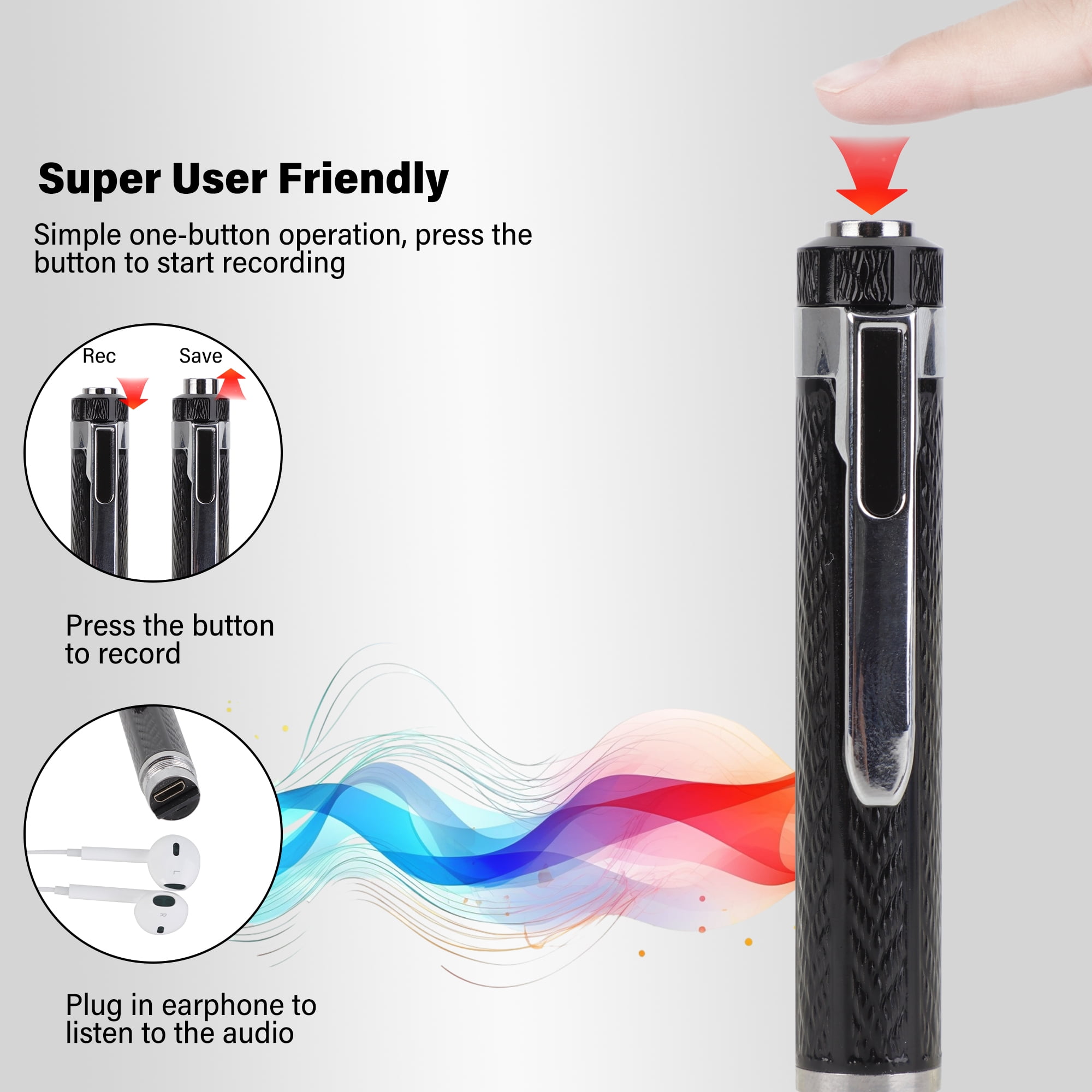 YouLoveIt 32GB Digital Voice Recorder Pen Voice Activated Recorder MP3 USB Playback Fit For Lecture Class Meeting Interview