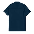 thumbnail image 4 of Qwertyu Mens Button Down Short Sleeve Shirt Cotton Linen Hawaii Shirts Casual Tropcial Vacation Beach Summer Tops Navy M, 4 of 4
