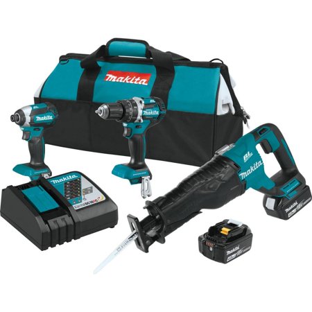 MAKITA Cordless Combo Kit,18.0 V,3 Tools,2 Batt XT328M