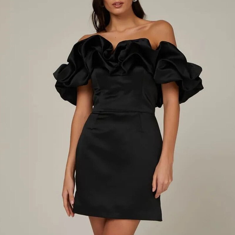 Robe de soiree elegante pour femmes robe de cocktail ronde sexy sans bretelles mode creux fibre coupe couvertes mini 2023 Walmart