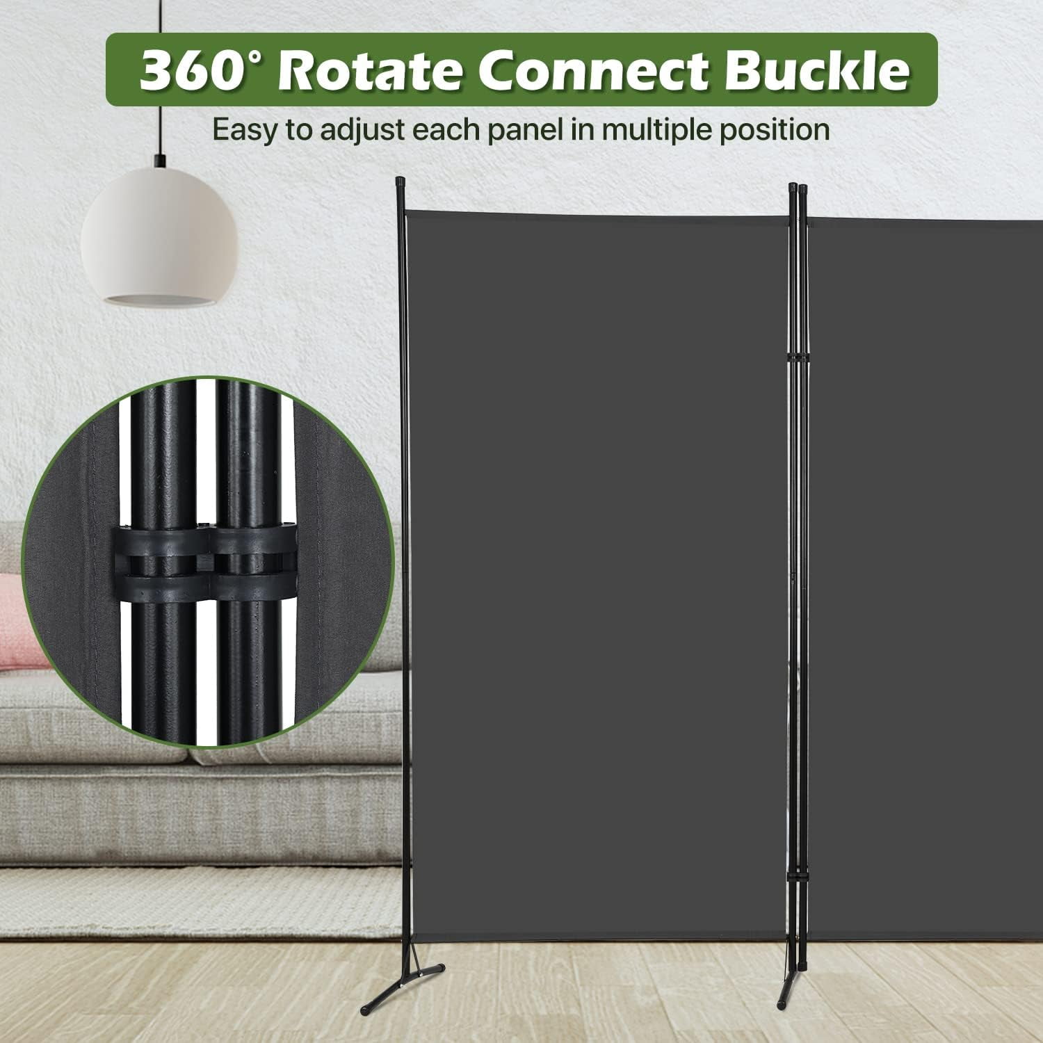 Dkelincs 3 Panels Room Divider Folding Room Partition Privacy Screen Portable Freestanding Room for Home Office, Gray