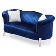 thumbnail image 3 of Passion Furniture PF-G0611A-L Vine 73 in. Round Arm Velvet Straight Sofa in Blue, 3 of 5