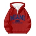 thumbnail image 3 of MHFRRA Sudadera con Capucha y Cremallera de Un Cuarto con Estampado de Letras, Suave, para Uso Diario, Cómoda, Ligera, Deportiva E Informal Rojo, 3 of 3
