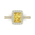 thumbnail image 2 of 1.86ct emerald cut yellow Zircon 18k yellow gold halo Bridal Wedding Engagement Promise Anniversary Ring for Women size 5.5, 2 of 7