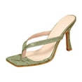 thumbnail image 7 of Flip Flops Heels for Women Summer Solid Color Square Toe Heeled Sandals Casual Slip on Backless Mules Green Size 10, 7 of 7