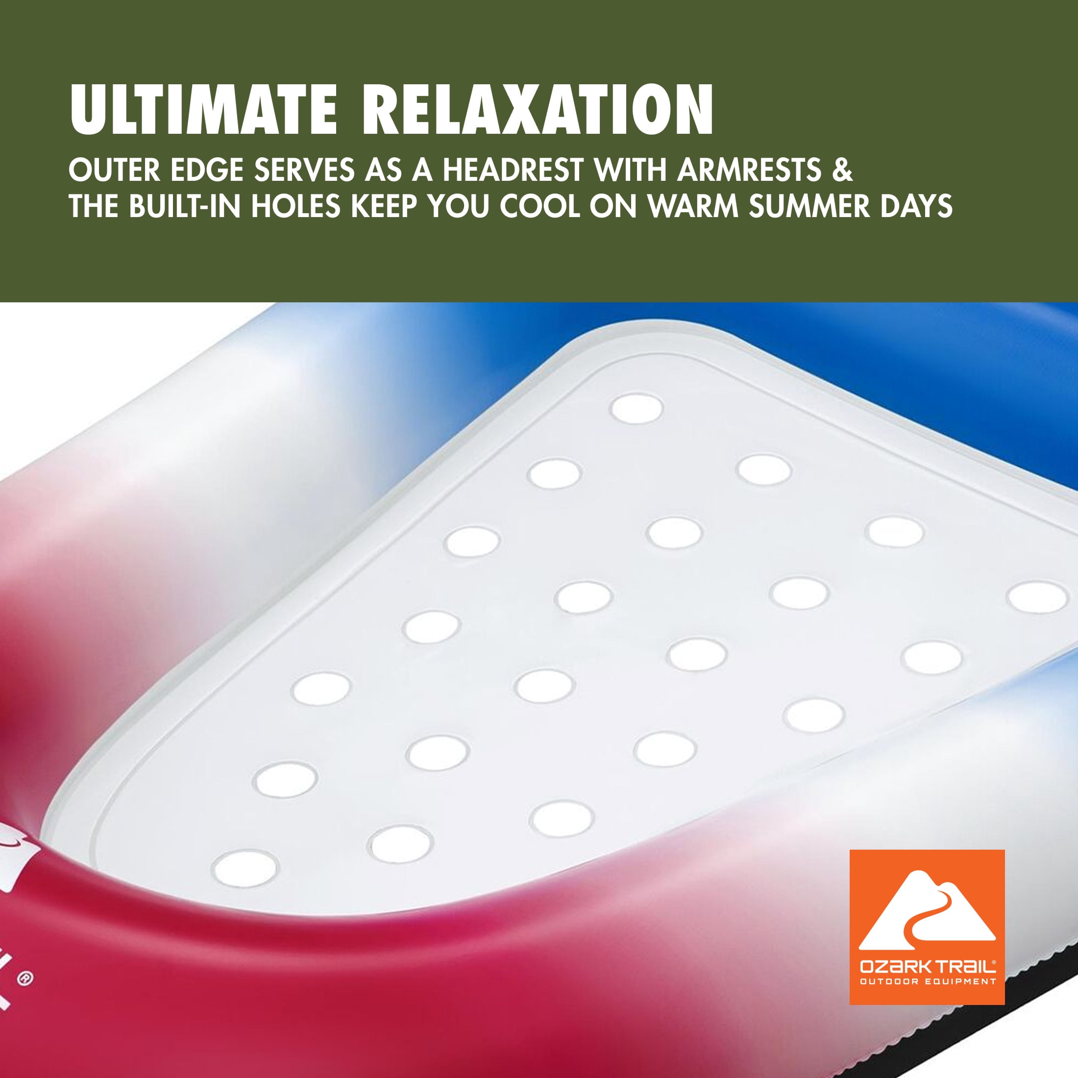 (4 pack) Ozark Trail Easy Float Inflatable Lounge, Patriotic