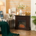 thumbnail image 2 of HOMCOM Electric Fireplace Heater with Wood Mantel and Remote Control, Brown, 2 of 10