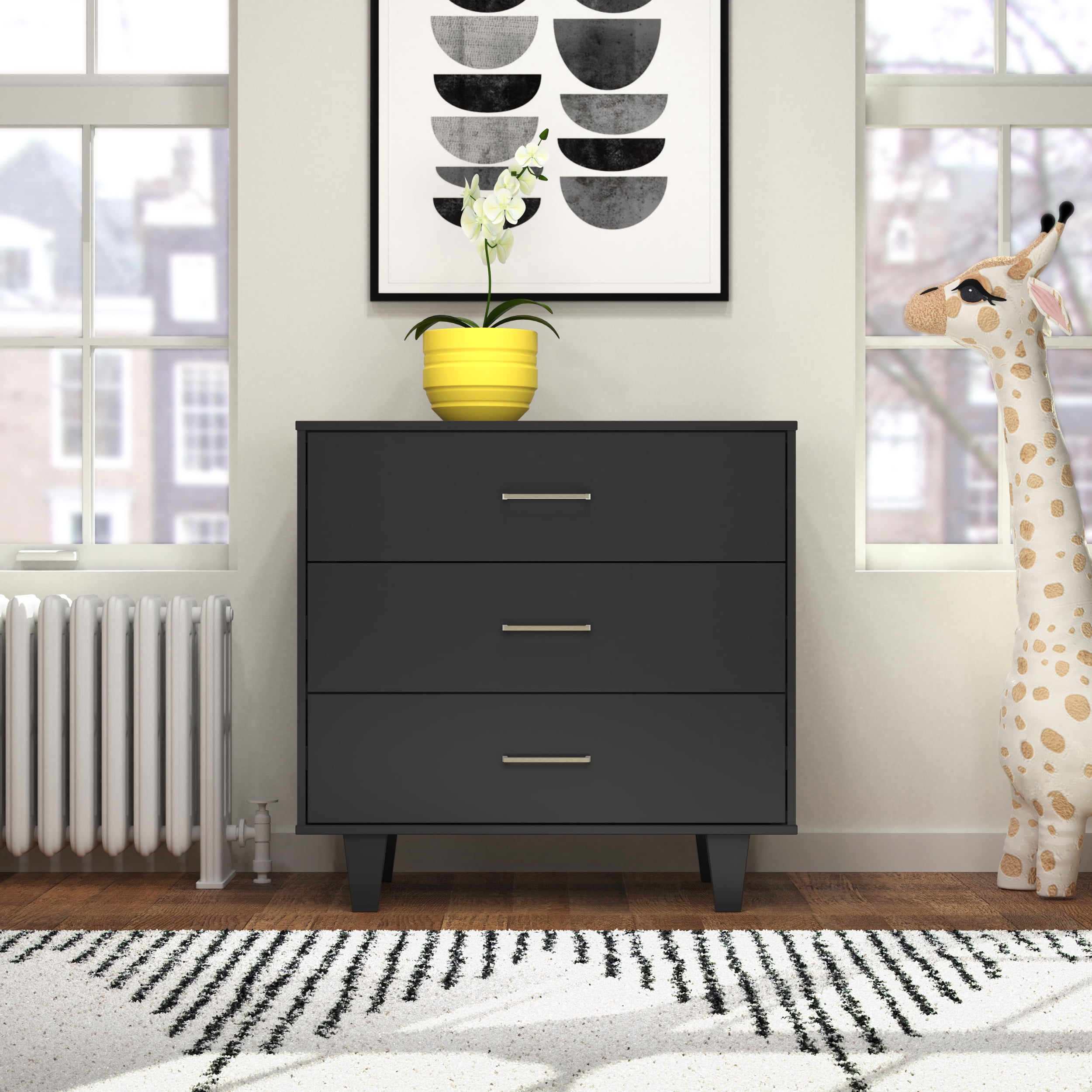 Child Craft Tremont 3 Drawer Dresser with Changing Topper for Nursery or Bedroom, Plenty of Storage, Anti-Tip Kit Included to Prevent Tipping, Non-Toxic, Baby Safe Finish (Ebony)